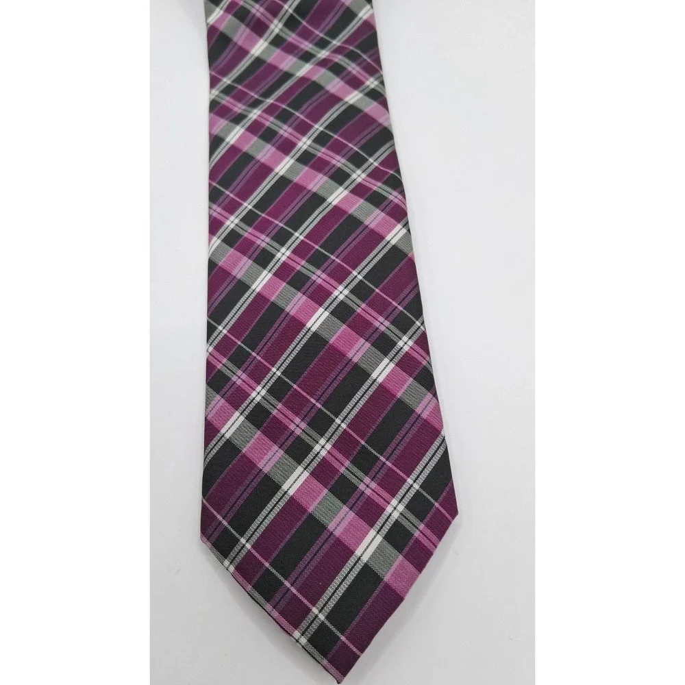 Little Black Tie Purple Silver Gray Men's Neck Tie 100% Polyester